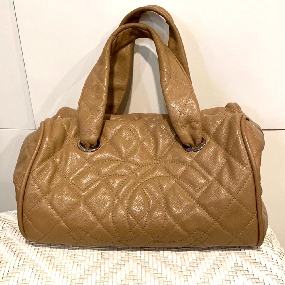Authentic CHANEL Quilted Caviar bowler bag